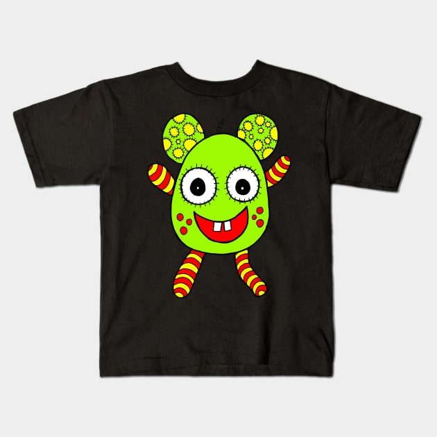 Little Green Monster Kids T-Shirt by coloringiship